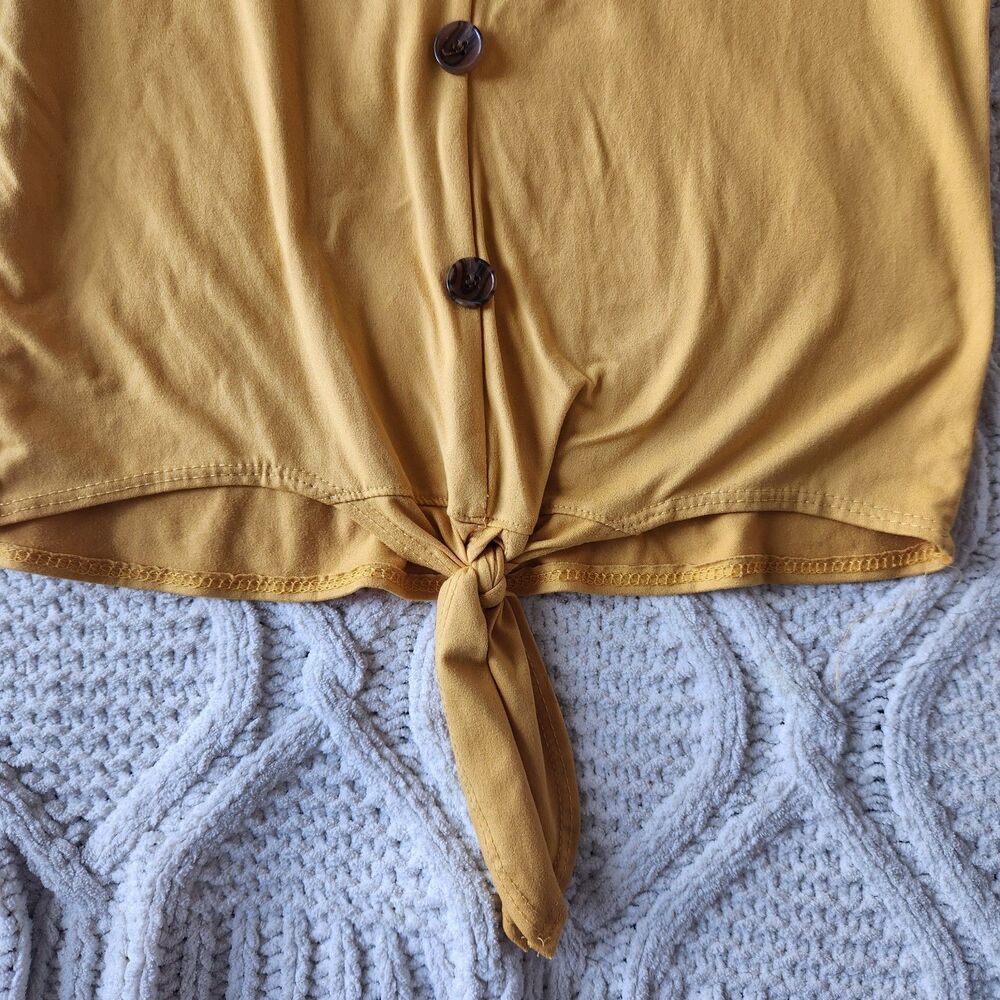 Kids Mustard Yellow front Tie Top- Size 10/12 - Picture 3 of 3